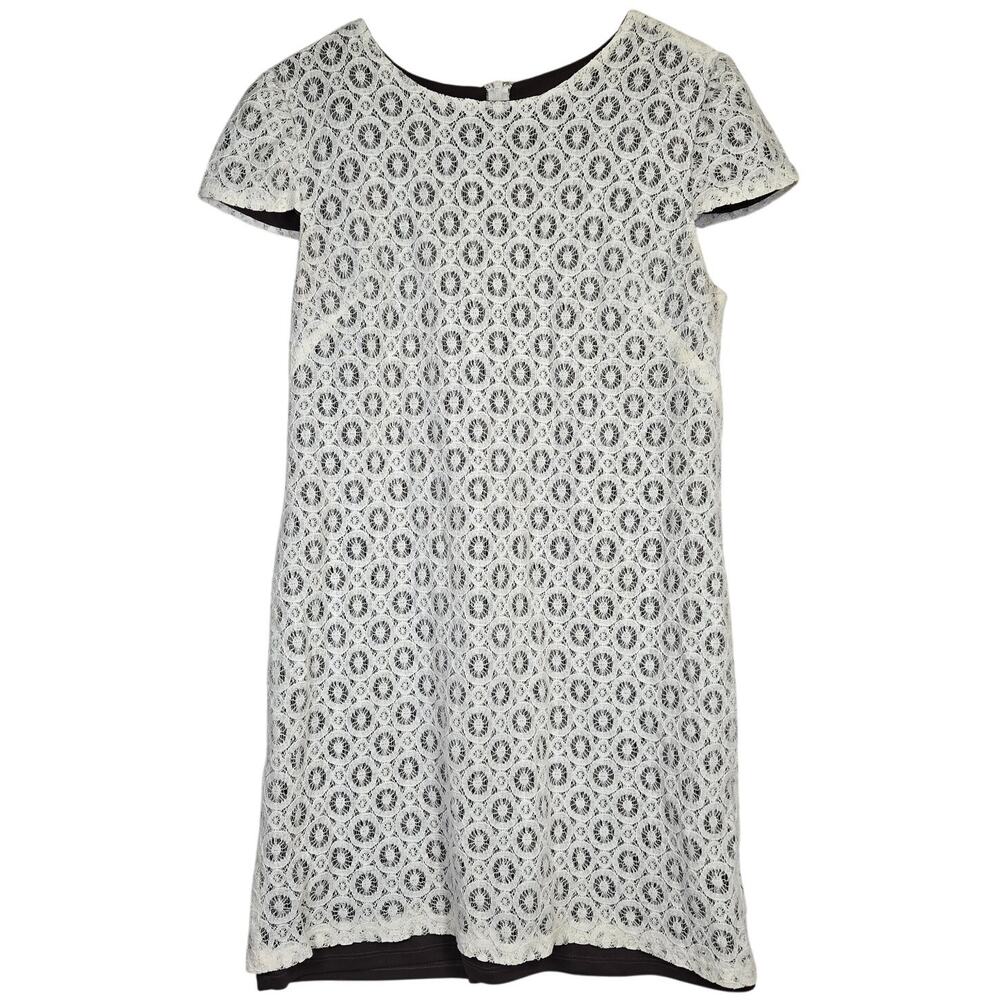 Suzi Chin Lace Dress‎ White Short Sleeve Sheath Knee Length Size 12